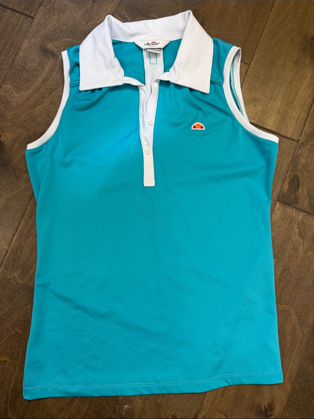 Ellesse Teal Sleeveless Polo with White Collar